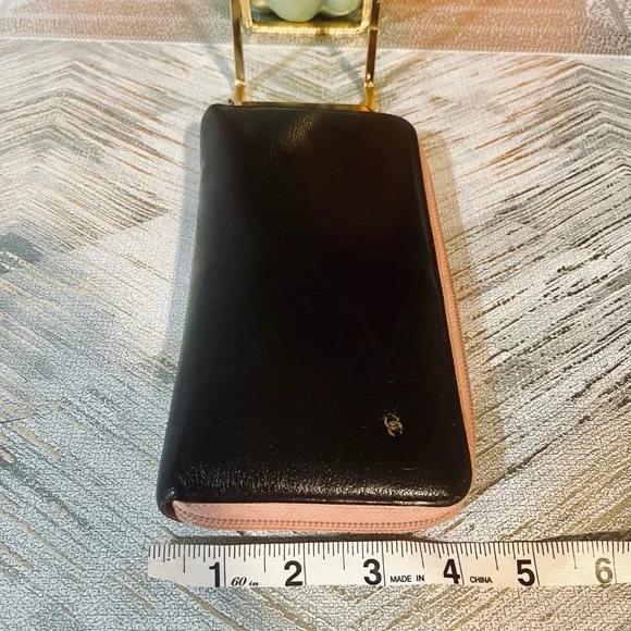Chanel black and pink zipper long wallet